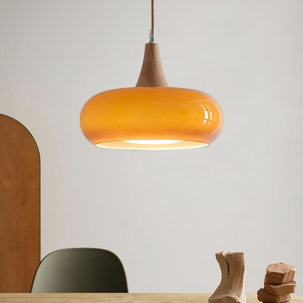 Wood and Glass Pendant Light – view 4