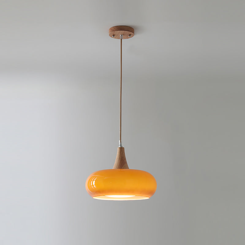 Wood and Glass Pendant Light