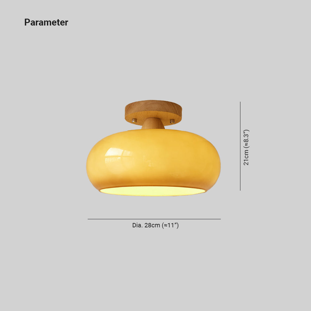 Wood and Glass Flush Mount Ceiling Light – view 4