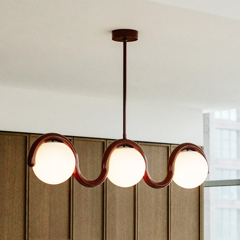 Linear Chandelier Red and Silver – view 1