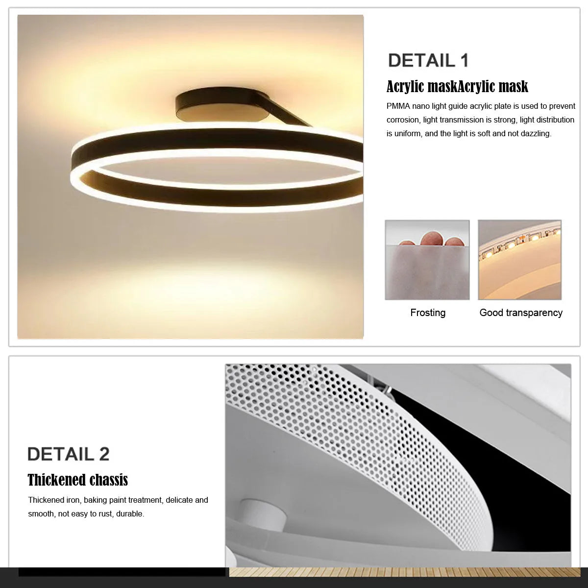 Circle Flush Mount Ceiling Light, Black and White – view 9