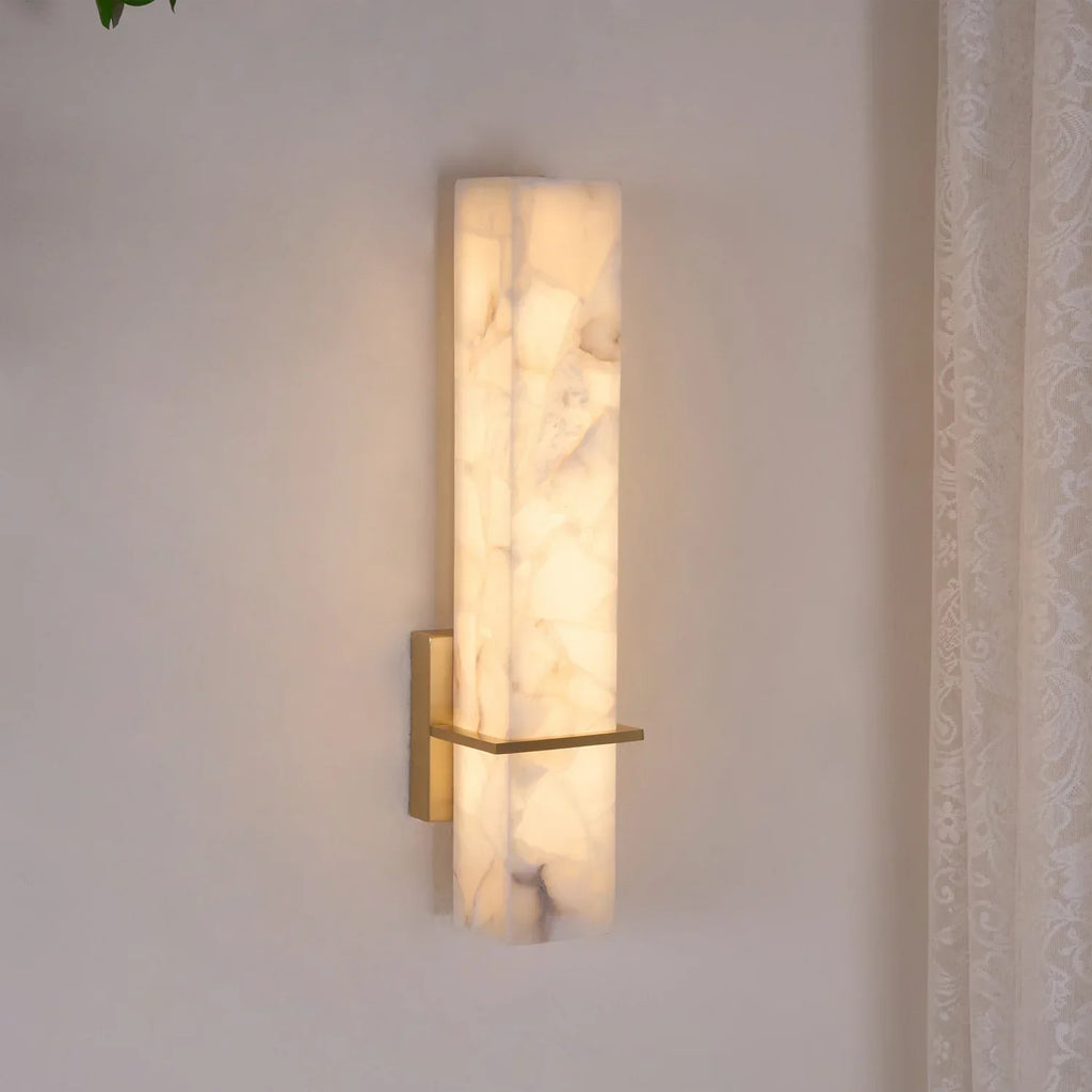 Cuboid Alabaster and Brass Wall Light – view 23