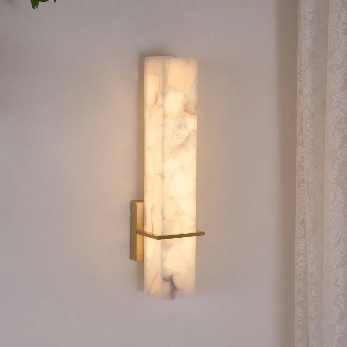 Cuboid Alabaster and Brass Wall Light – view 23