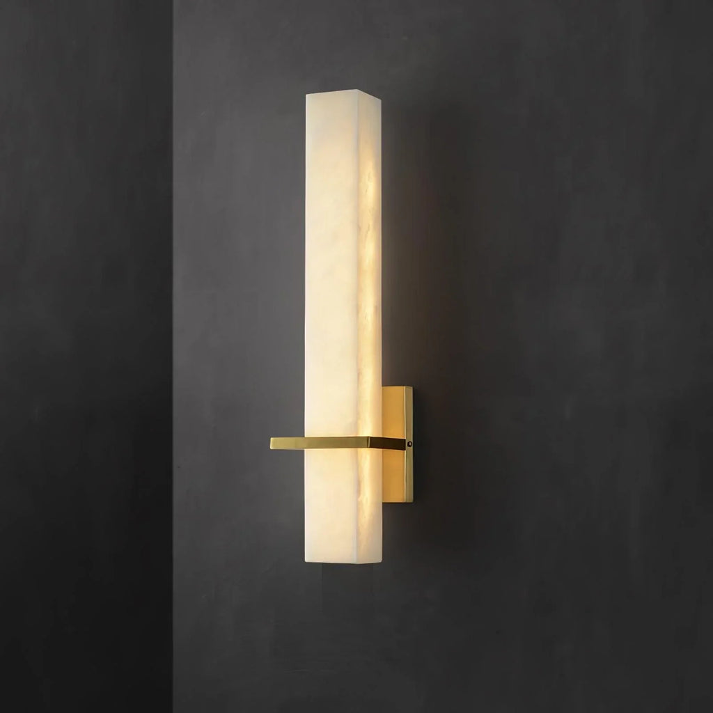 Cuboid Alabaster and Brass Wall Light – view 24