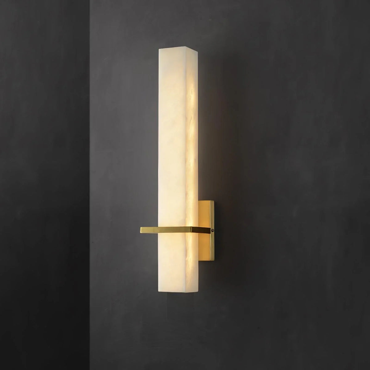 Cuboid Alabaster and Brass Wall Light – view 24