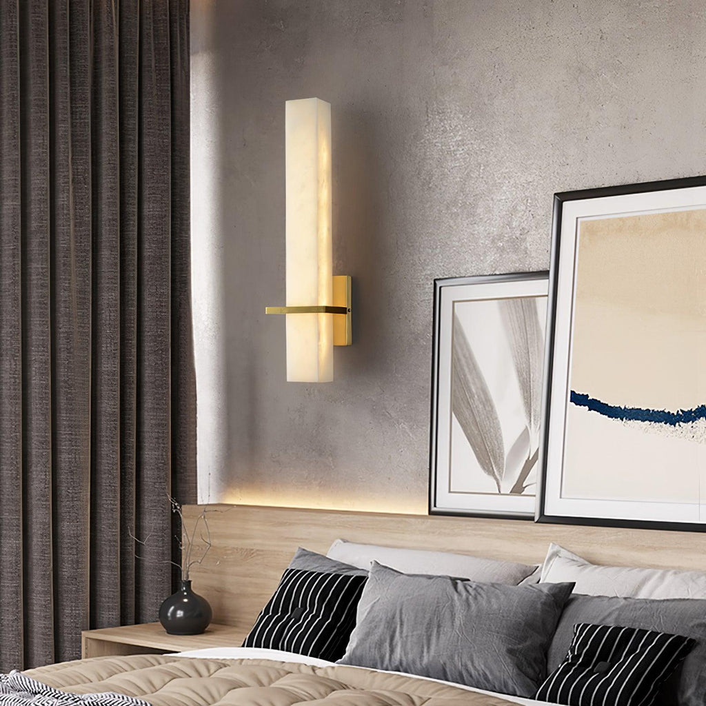 Cuboid Alabaster and Brass Wall Light – view 26