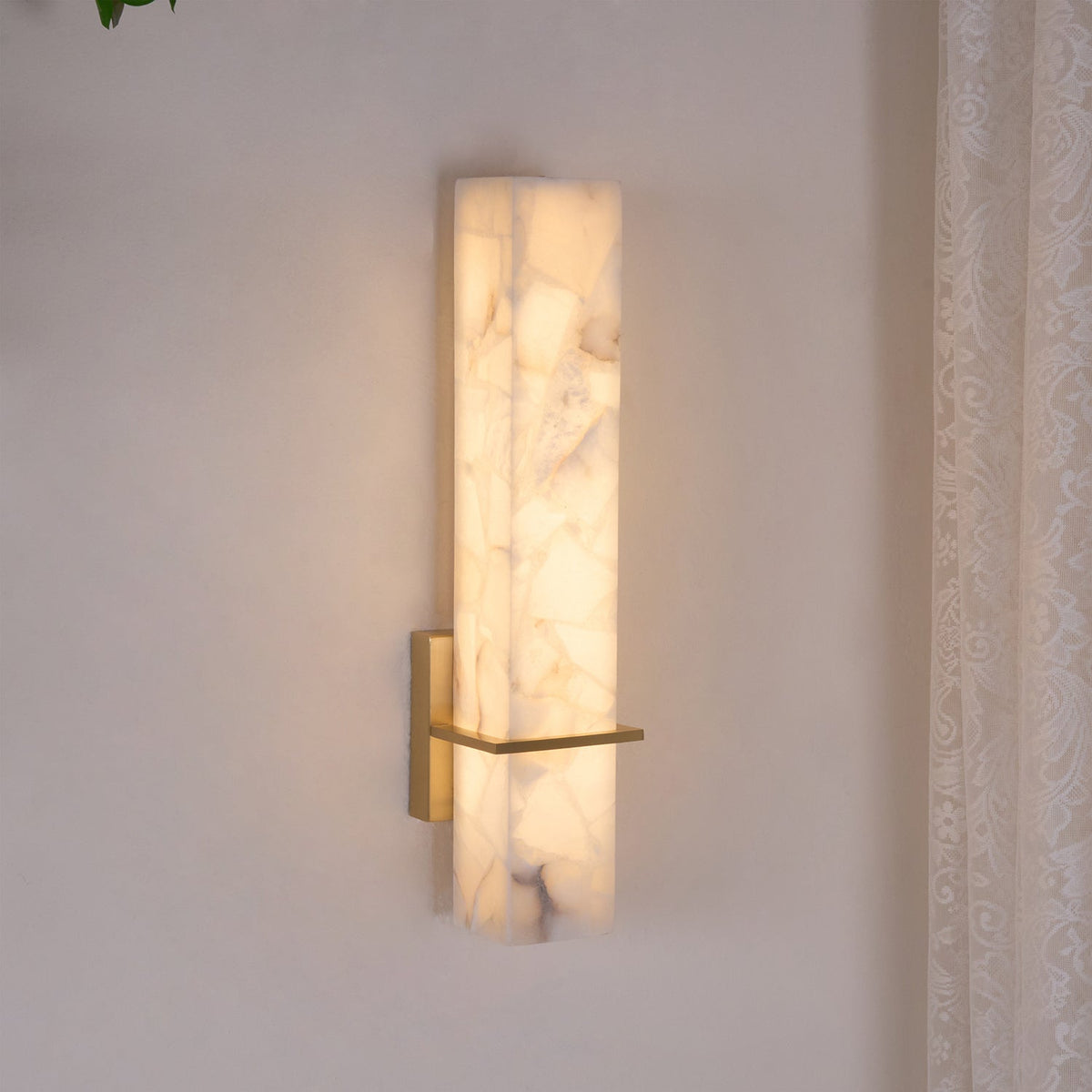 Cuboid Alabaster and Brass Wall Light – view 18