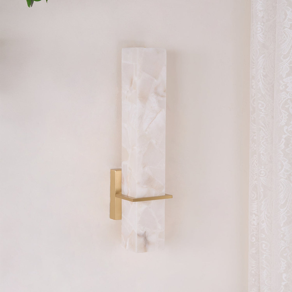 Cuboid Alabaster and Brass Wall Light – view 7