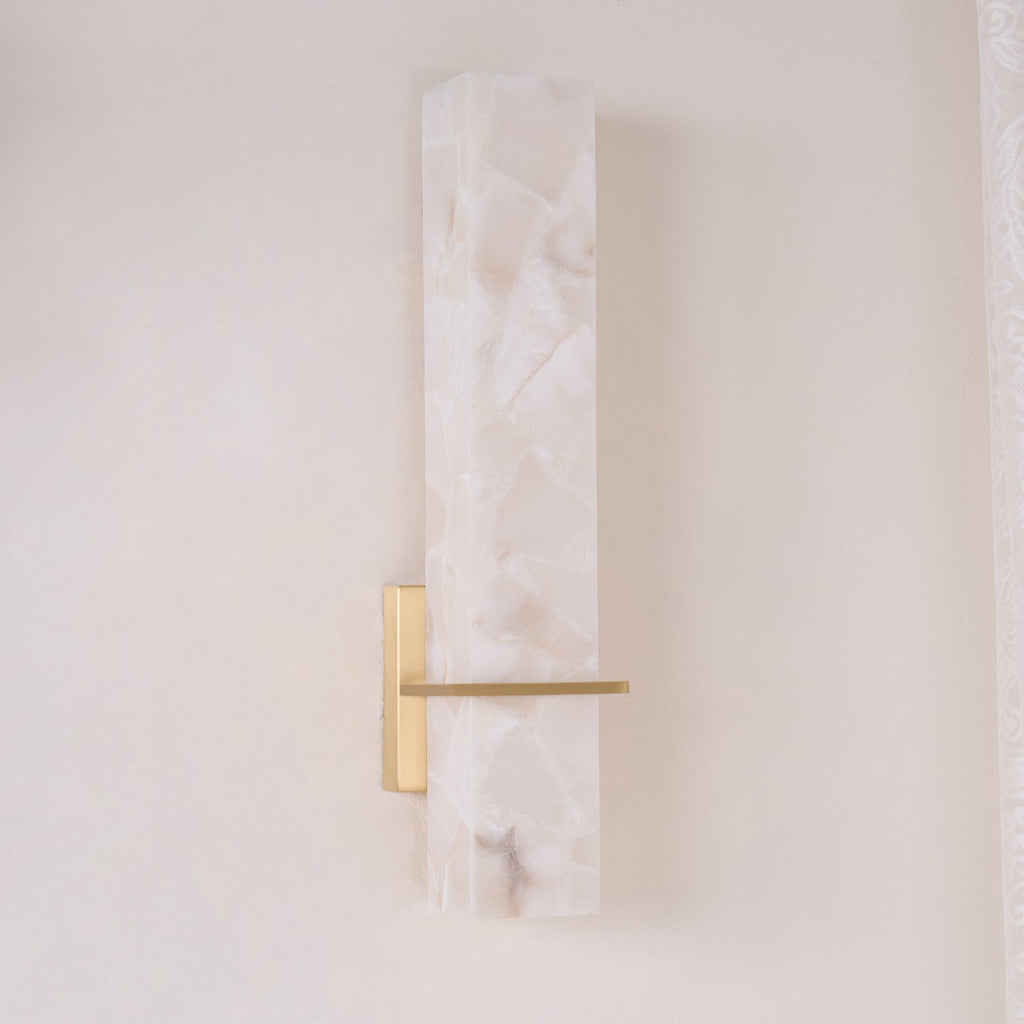 Cuboid Alabaster and Brass Wall Light – view 5