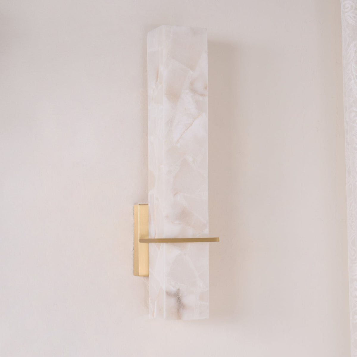 Cuboid Alabaster and Brass Wall Light – view 5