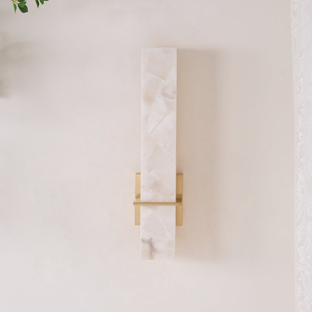 Cuboid Alabaster and Brass Wall Light – view 6