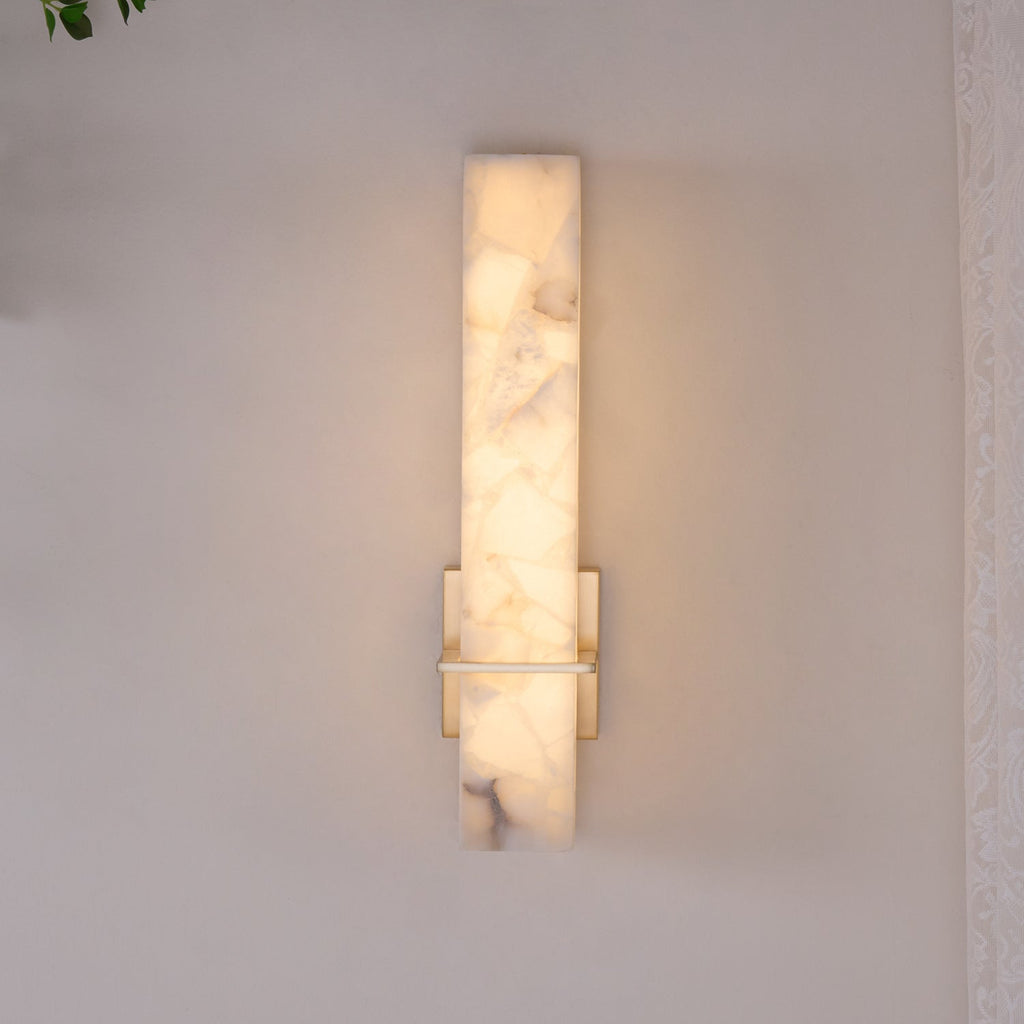 Cuboid Alabaster and Brass Wall Light – view 17