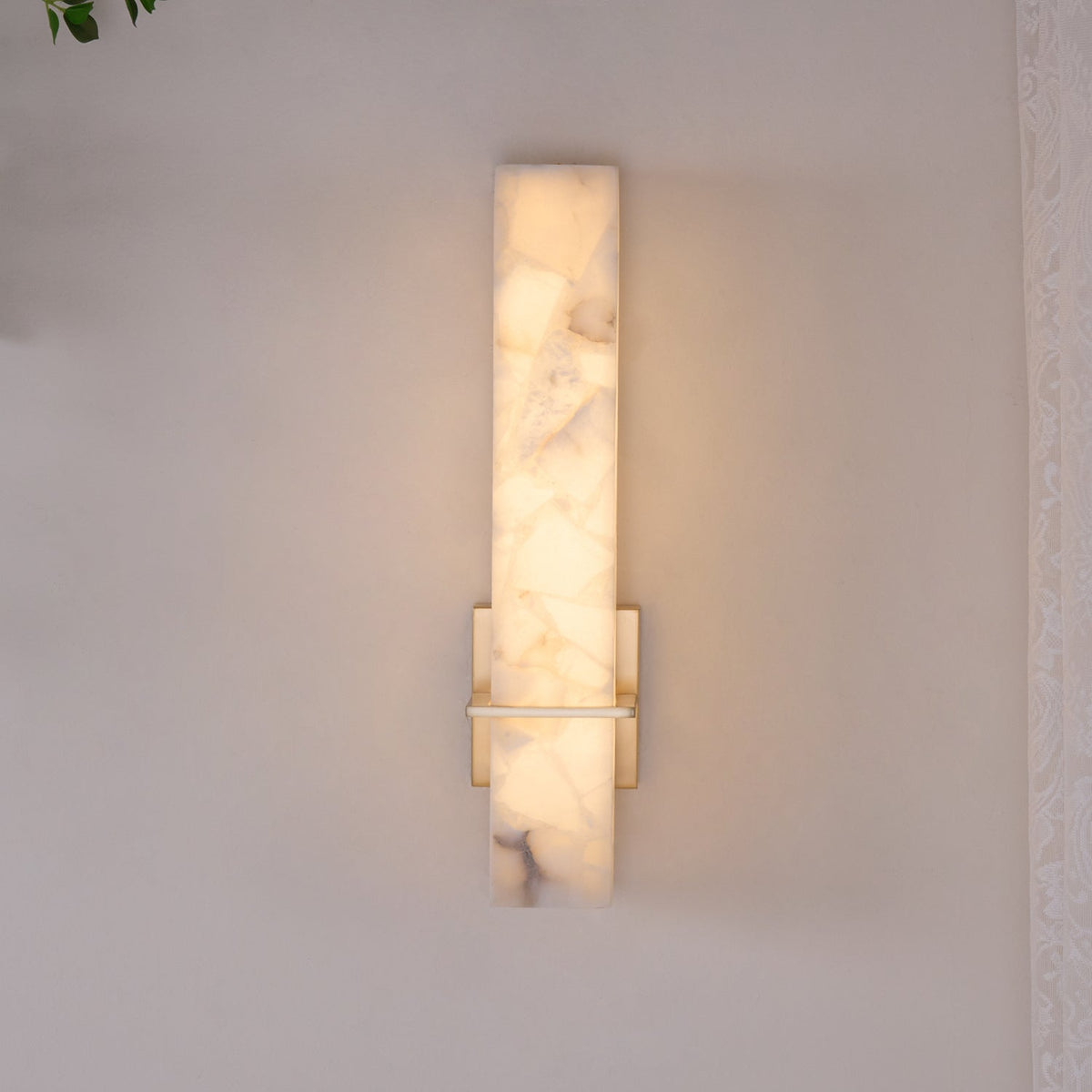 Cuboid Alabaster and Brass Wall Light – view 17