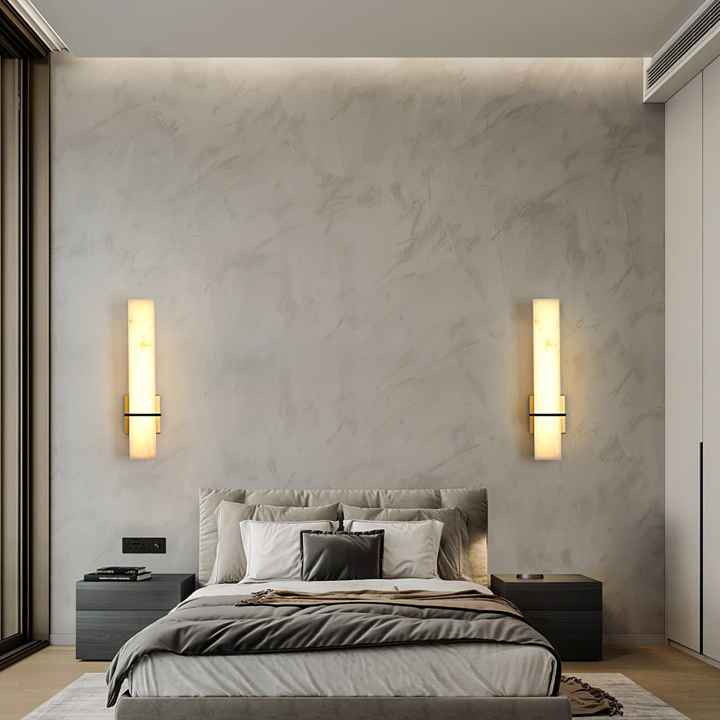 Cuboid Alabaster and Brass Wall Light – view 8