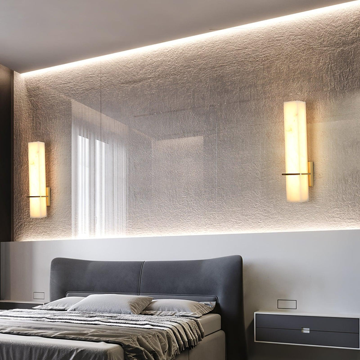 Cuboid Alabaster and Brass Wall Light – view 9