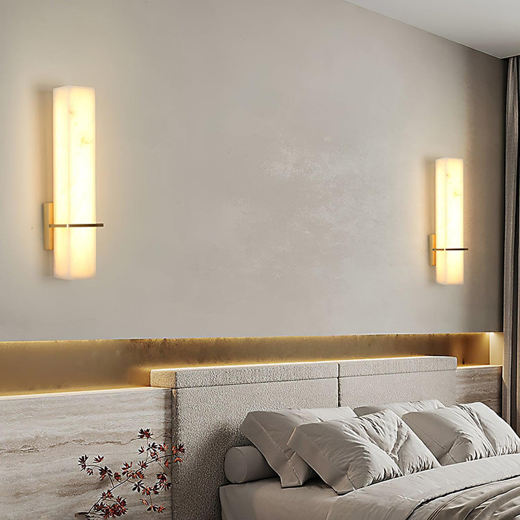 Cuboid Alabaster and Brass Wall Light – view 28