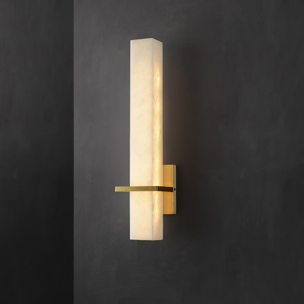 Cuboid Alabaster and Brass Wall Light – view 19