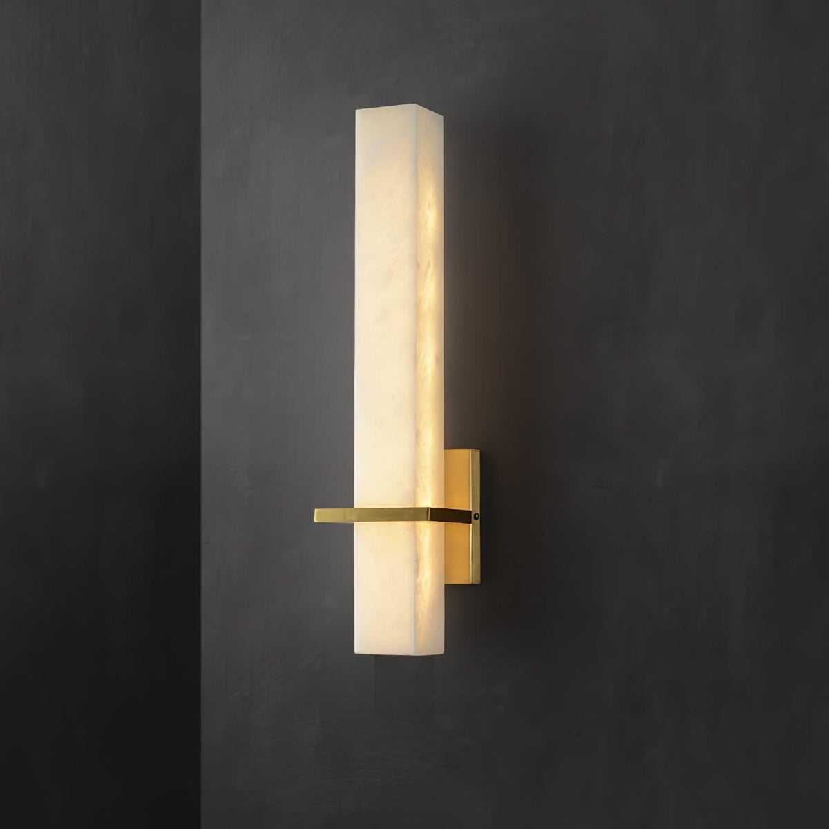 Cuboid Alabaster and Brass Wall Light – view 19