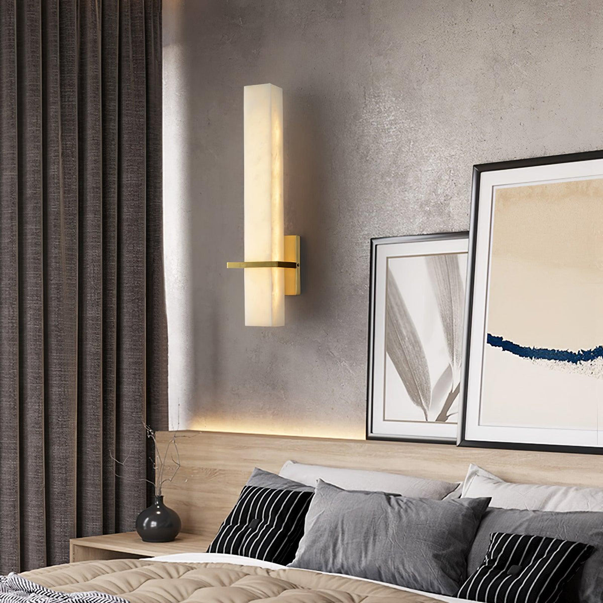 Cuboid Alabaster and Brass Wall Light – view 16