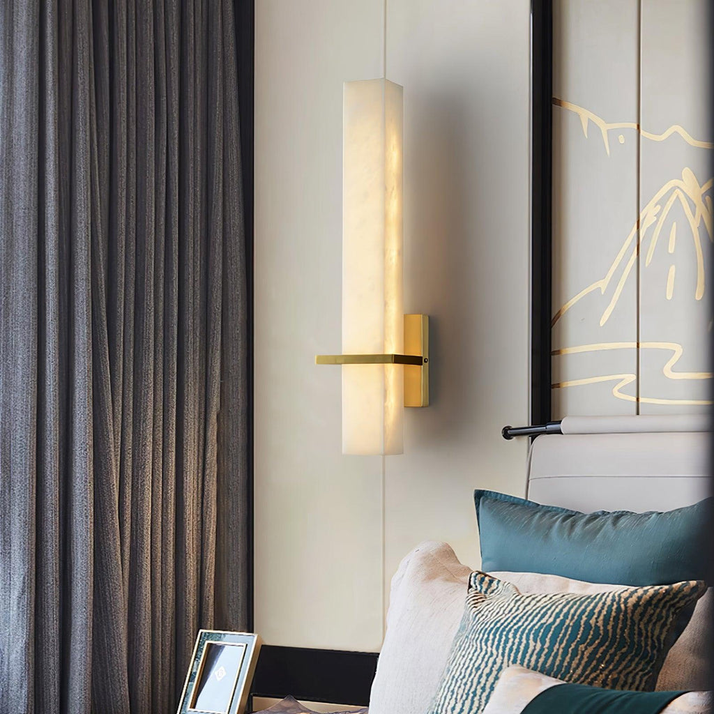 Cuboid Alabaster and Brass Wall Light – view 15