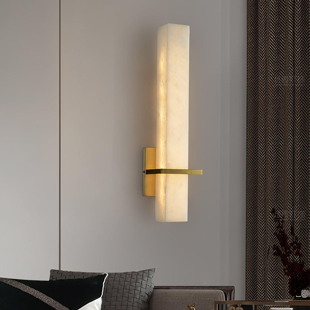 Cuboid Alabaster and Brass Wall Light – view 13