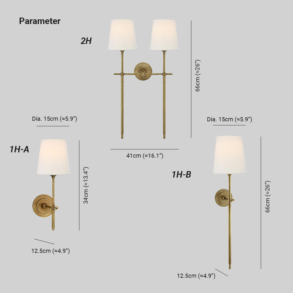 Brass and Fabric Wall Light – view 4