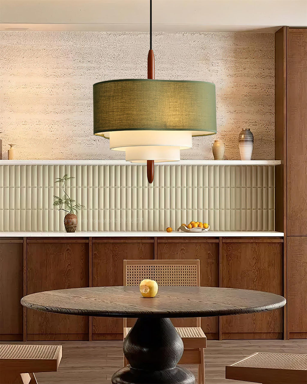 Green Fabric Pendant Light – view 3