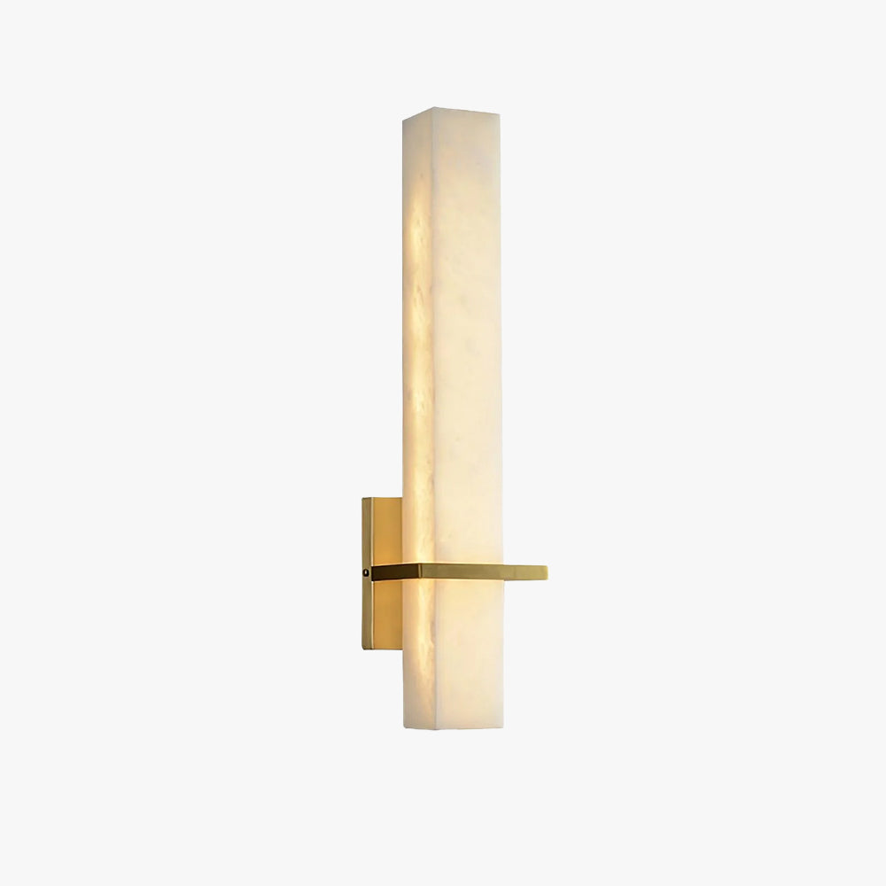 Cuboid Alabaster and Brass Wall Light