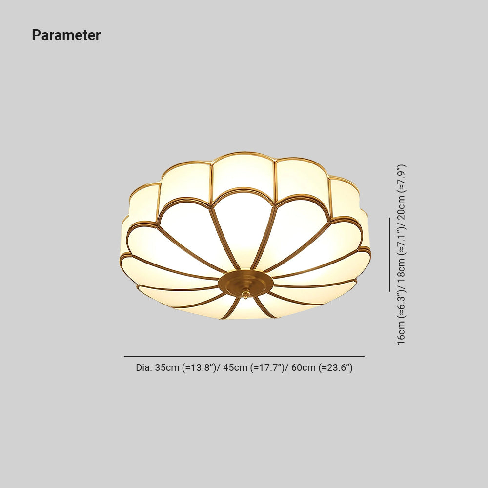 Floral Frosted Glass and Brass Ceiling Light – view 6