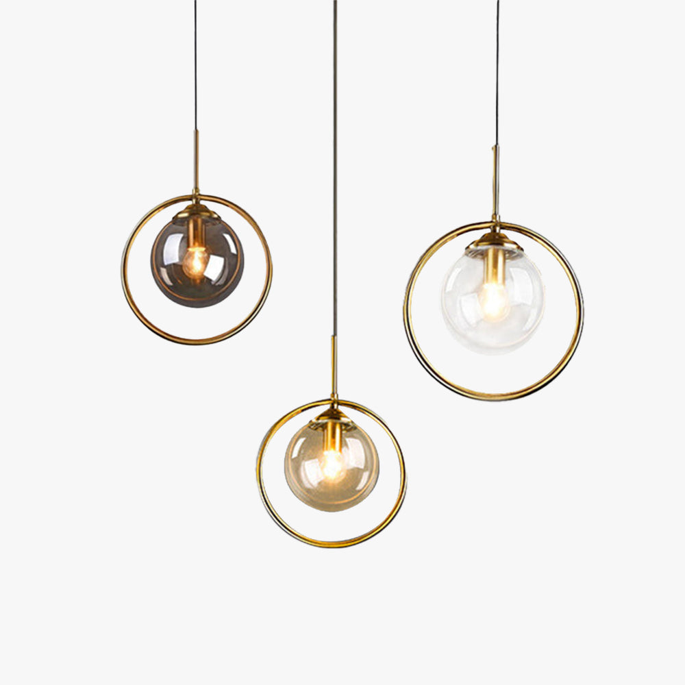 Glass Pendant Light with a Metal Ring