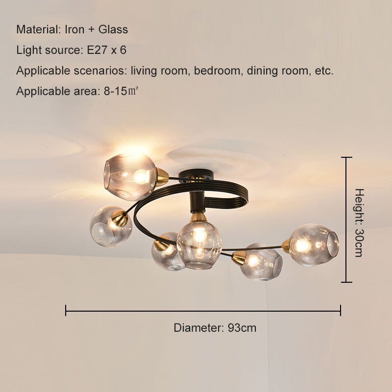 Black and Gold Glass Ceiling Light – view 13