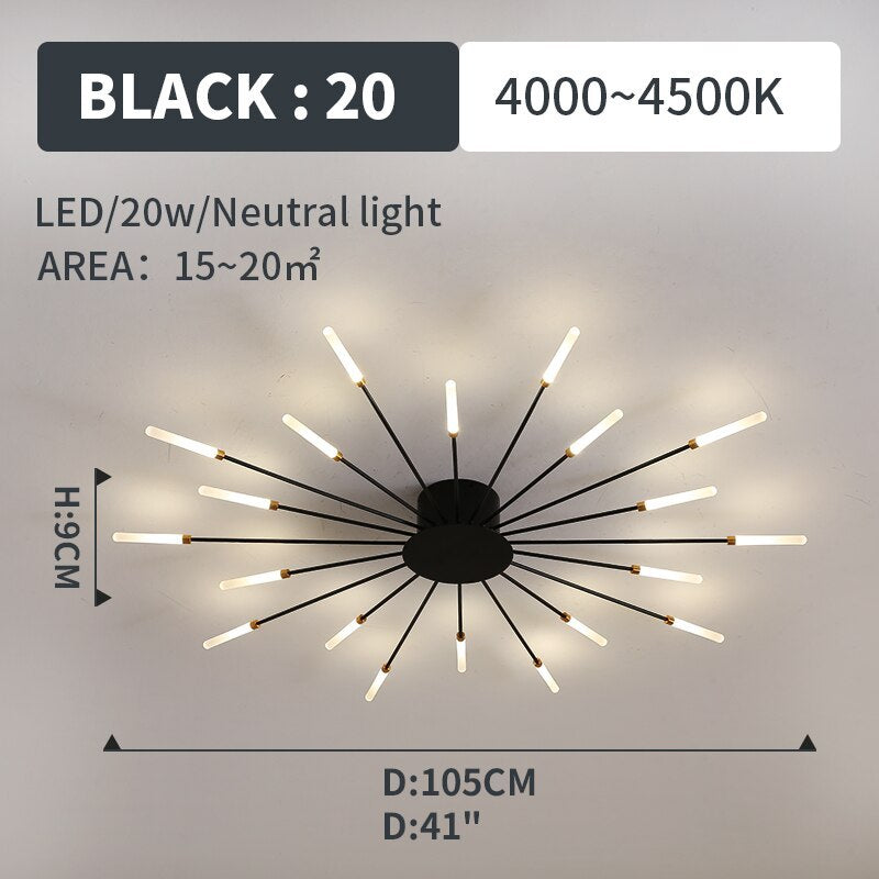 Flush Mount Ceiling Light Fireworks, Black and Gold – view 16