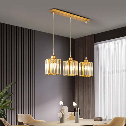 Cluster Cylinder Glass Pendant Light, Black and Gold – view 2