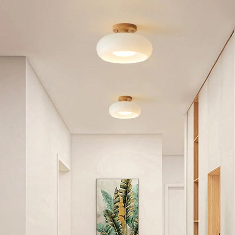 Wood and Glass Flush Mount Ceiling Light – view 3