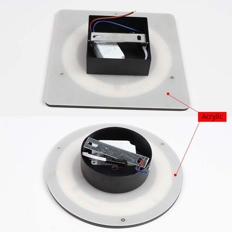Minimalist Round and Square Outdoor Wall Light LED, Black and White – view 9