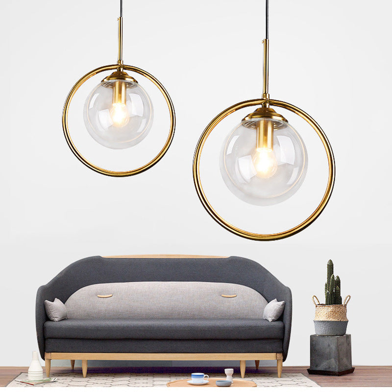 Glass Pendant Light with a Metal Ring – view 4