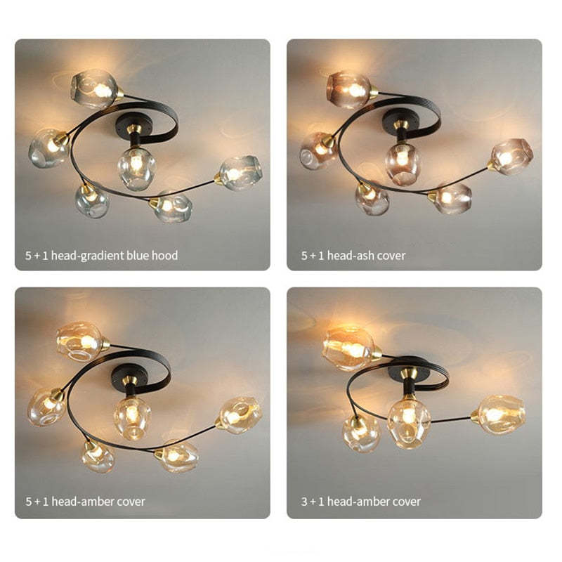 Black and Gold Glass Ceiling Light – view 9