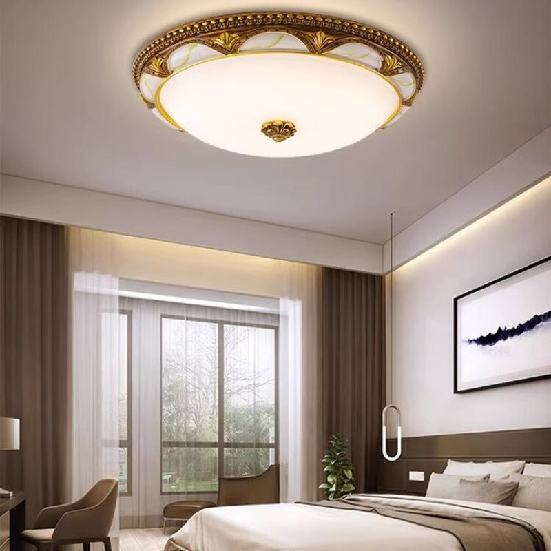 Floral Retro Antique Brass Flush Mount Ceiling Light