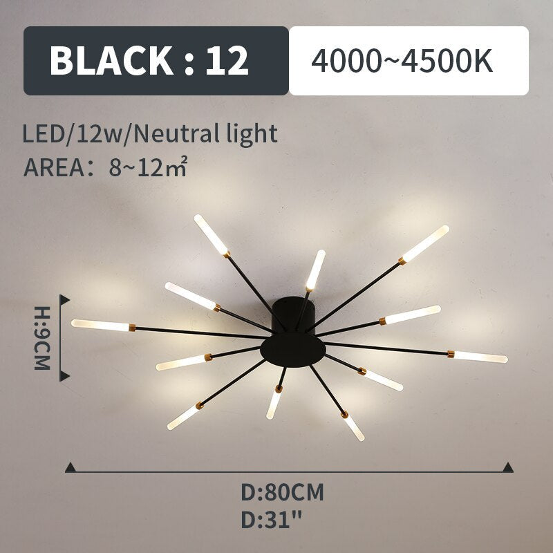 Flush Mount Ceiling Light Fireworks, Black and Gold – view 14