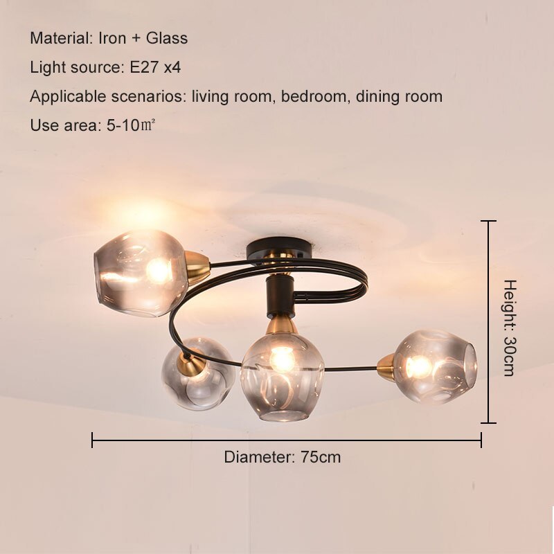 Black and Gold Glass Ceiling Light – view 12