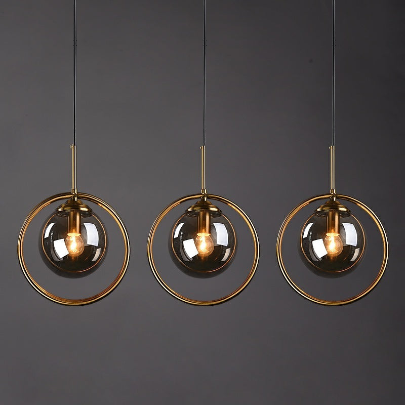 Glass Pendant Light with a Metal Ring – view 3
