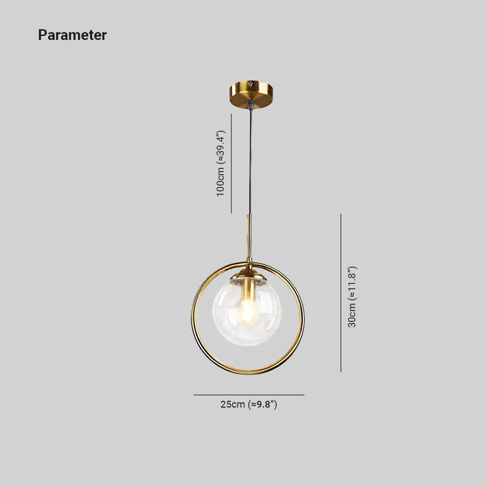 Glass Pendant Light with a Metal Ring – view 7